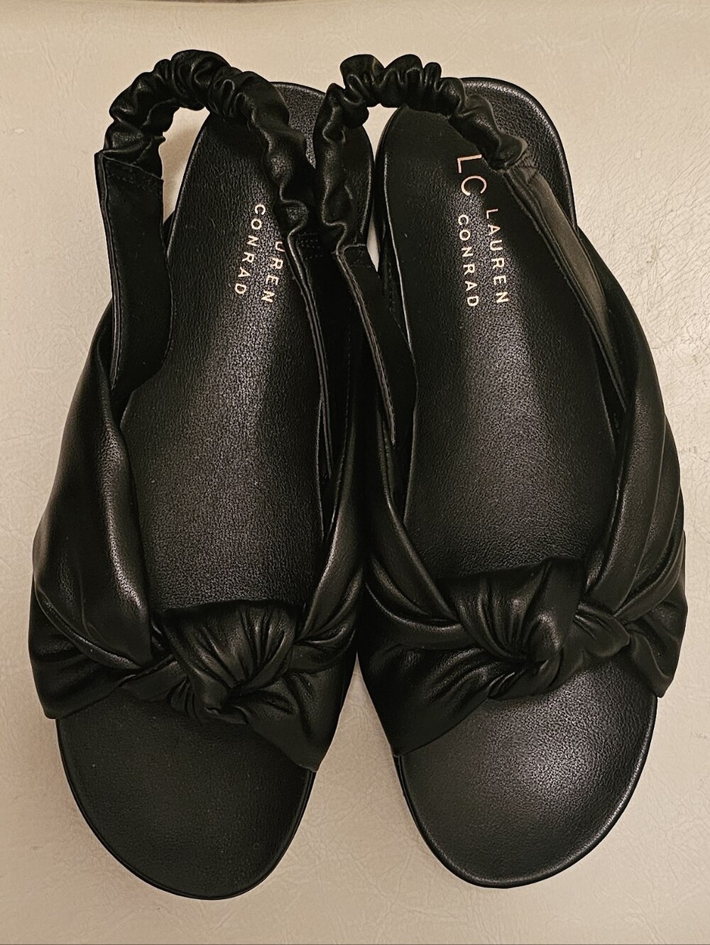 LC Lauren Conrad Sumana Black Bow Slide Slingback Sandals Sz 9.5 LIKE NEW